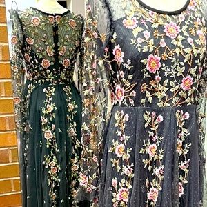 Sundance Black Embroidery long dress Size L